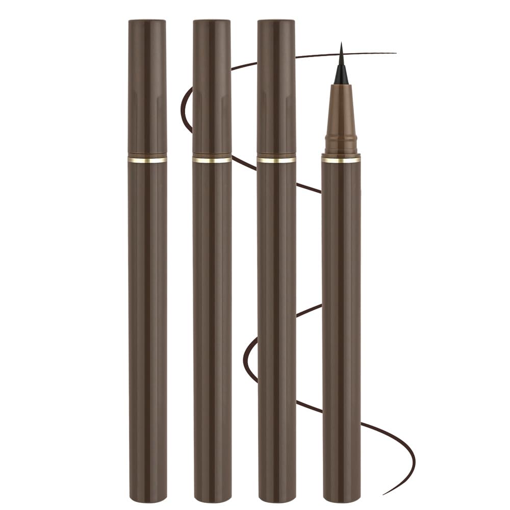 Ultra Fine Liquid Eyeliner Set，4 Pack Matte Brown EyeLiners Pencils，Eye Ink Liner-Precision Tip for Winged and Inner Corner Makeup，Long Lasting，Quick-Dry，Waterproof ，Easy to Apply for Beginners Color: Brown| Pack of 4