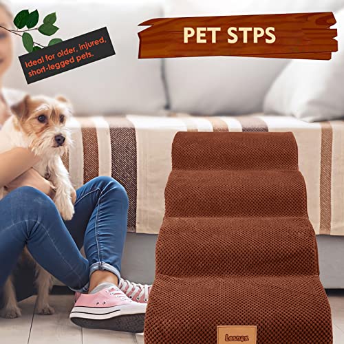 Lesnox Dog Stairs, 20.5H Foam Pet Stairs/Steps, 4-Step, Non-Slip Dog Ramp For Couch Sofa Bed, Suitable For Small Dogs Cats With Old/Injured/Short-Legged #TOP4