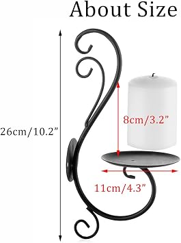 Sziqiqi 2Pcs Iron Candle Holder Wall Art Candle Hanging Candle Holder Home Decoration Tealight Candle Stand, Wall Sconce, Black