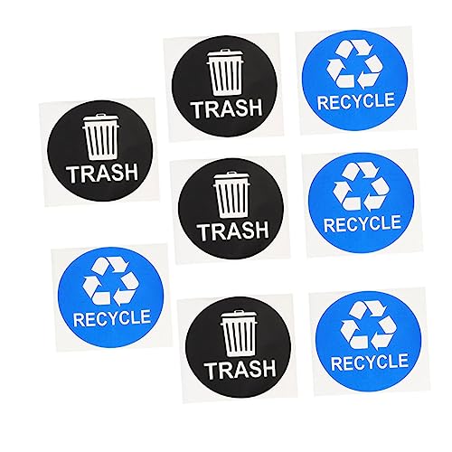 FUNOMOCYA 8pcs PVC Trash Recycling Sticker Adhesive Garbage Can Decal Removable Sorting Labels