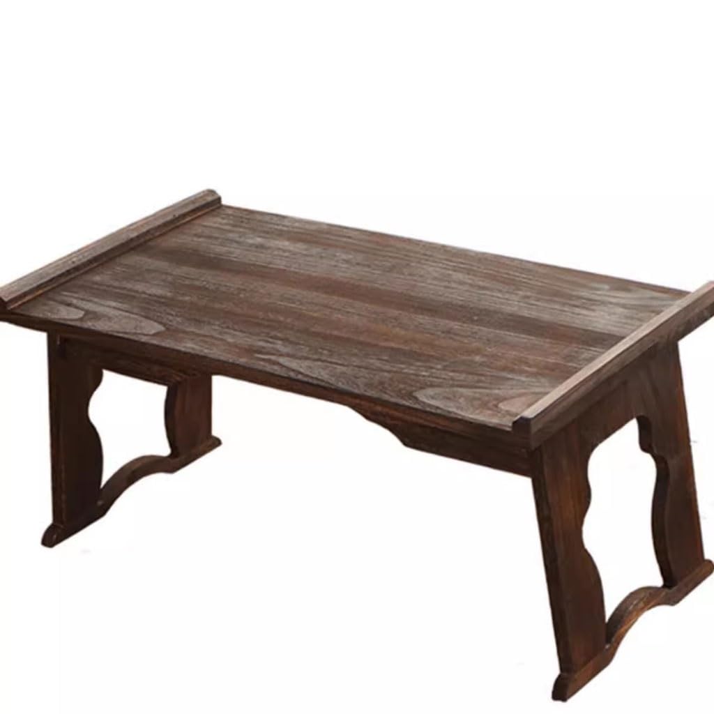 Mesa rectangular de madera maciza baja estilo rústico para suelo y mirador interior