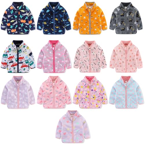 Valcatch Toddler Boys Girls Polar Fleece Jacket with Stand Collar Kids Full Zip Up Long Sleeve Thick Warm Sherpas Outerwear3