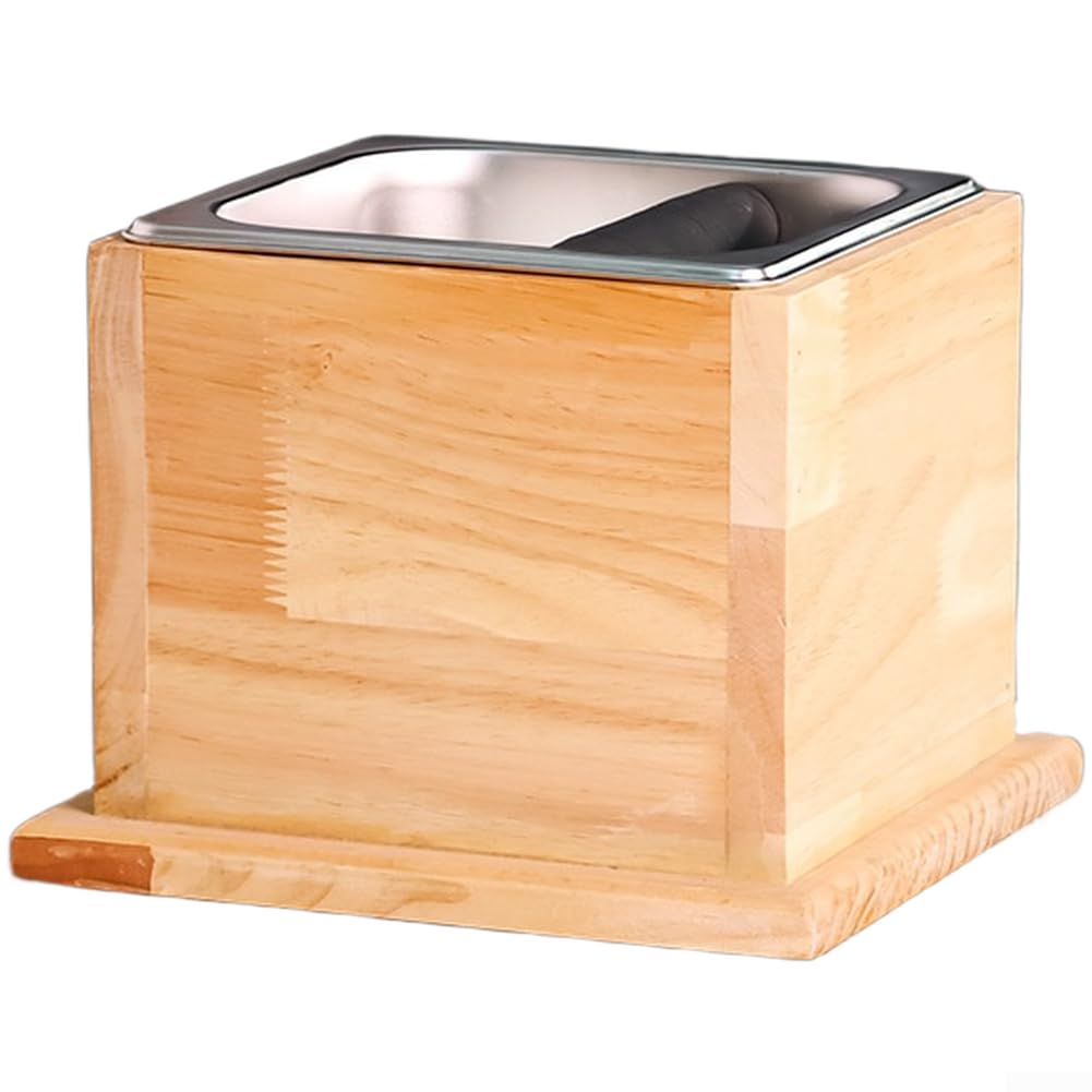 Contenitore compatto per caffè espresso in acciaio inox e legno compatto (A