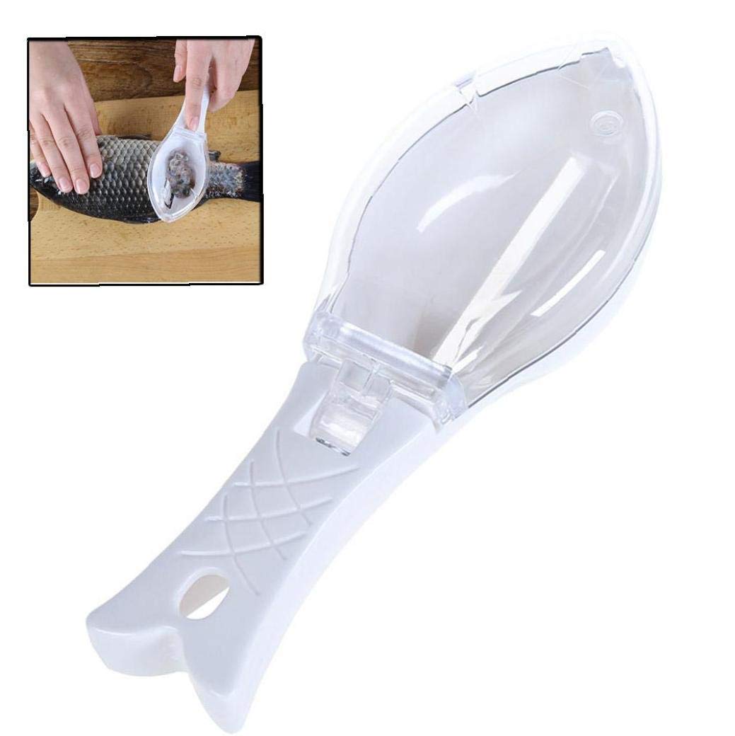 HotadenSkin Brush Scraping Fishing Scale Brush Graters Quick Remove Fish Knife Cleaning Peeler Scraper (White)