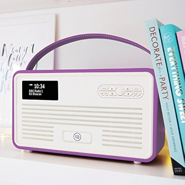 VQ Retro Mk II Radio digitale DAB e DAB con FM, Bluetooth, Dock a 8 Pin e Sveglia - Orchidea Radiante