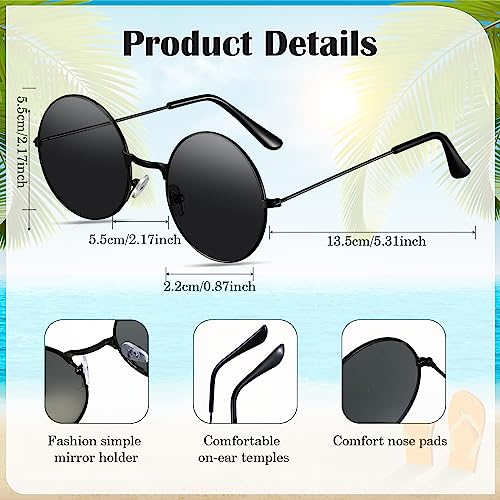 Kanayu 24 Pair Hippie Sunglasses Vintage 70s Circle Sunglasses for Women Men Hippie Party Decorations Retro Round Sun Glasses2