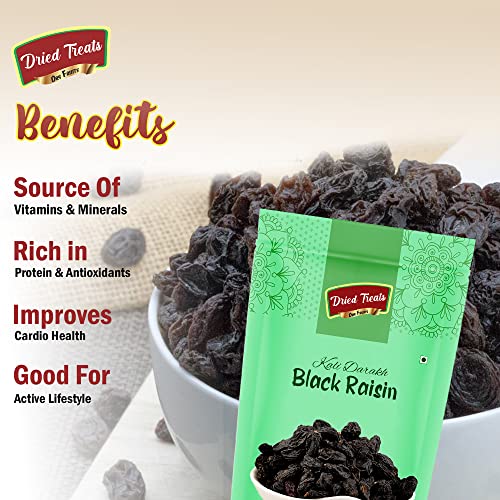 Image of Dried Treats Premium Fresh Raisins (Black Raisins /Kali Darakh, 600Gm)