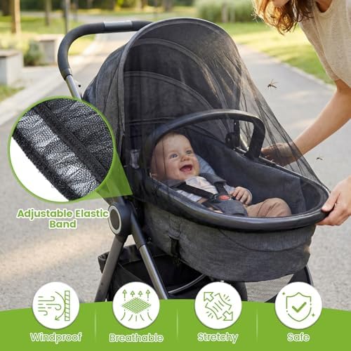 Orzbow Baby Mosquito Net 3-Pack for Strollers, Car Seats & Bassinets - 4