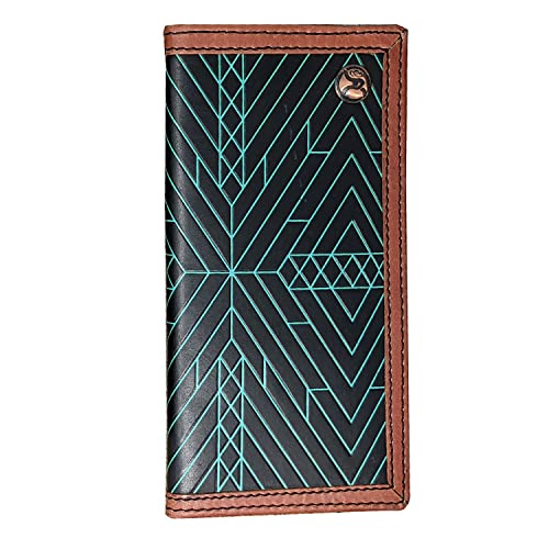 HOOEY Leather Men's Western Rodeo Wallet (Aztec Embossed - Turquoise)