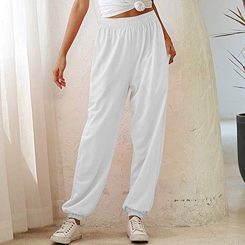 pedkit Moda feminina cor sólida calças cintura elástica bolso solto fino casual esportes moletom cal