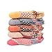 POWER YANNIK Women's 5 Pair Pack Vintage Style Cotton Crew Wool Socks (SK32-1-A)
