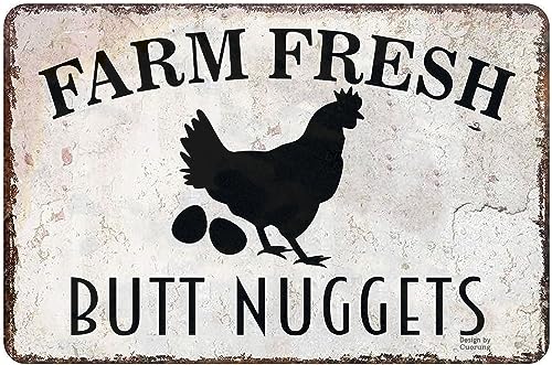 Cuorung Man Cave Decor Boerderij Verse Butt Nuggets Kip Boerderij Eieren Metalen Tin Borden Vintage Retro Voor Boerderij Garage Muur 30x40 cm