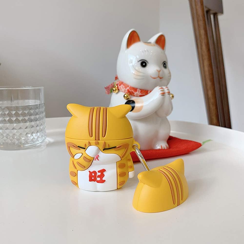 Amazon Unnfiko あいぽっつ プロ ケース 可愛い 招き猫 3d おもしろい イヤホン収納ケース For Airpods Pro 保護ケース シリコン あいぽっつ プロ 第3世代用 エアーポッズ プロ 用ケース For Airpods Pro 黄色 Unnfiko イヤホン ヘッドホンケース