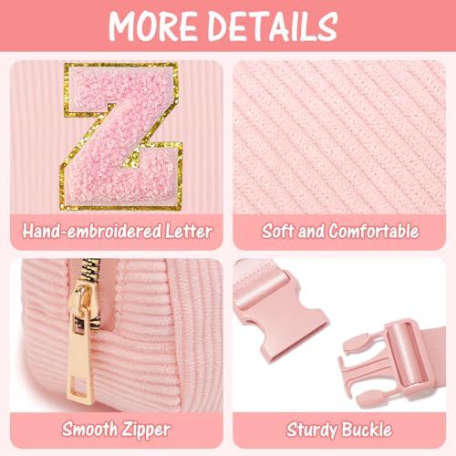 Image of Gitus Gifts For 10 11 12 13 14 15 16 Year Old Teen Girls Christmas Fanny Pack With Initial Letter Patch Belt Bag Crossbody Bag Trendy Stuff (Light Pink-Z)