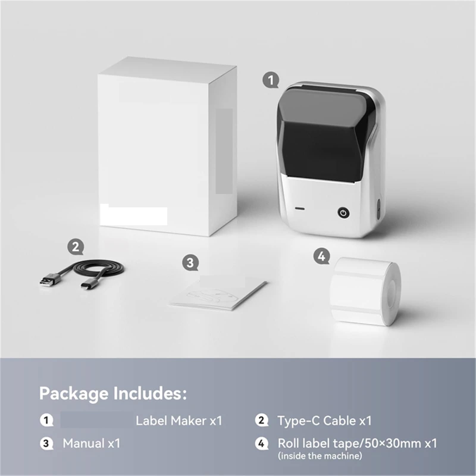 Przenośna Drukarka Termiczna, Etykiet, Miniaturowa Naklejek Bluetooth, Obsługuje Smartfony I Komputery,dla etykiety z datą i tekstem(Gray)