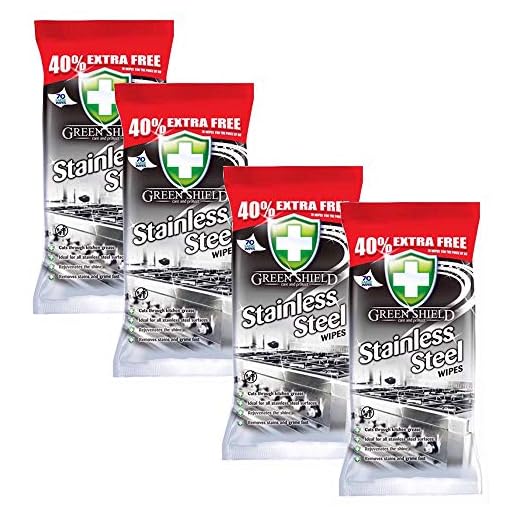 Green Shield Stainless Steel Wipes — 4 Packs (280)
