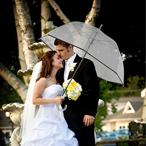 2 Pack Clear Bubble Umbrellas, Windproof Auto Open Umbrella For Rain With Crystal Handle Reflective Strip For Outdoor Wedding Parties Prop Valentines Gift For Couples Ladies Girls Mother And Daughter #TOP3