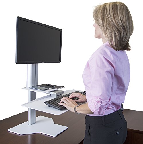 Black Friday 🔥 Uprite Ergo Sit2Stand Standing Desk Converter – Single Monitor Mount - Silver/White