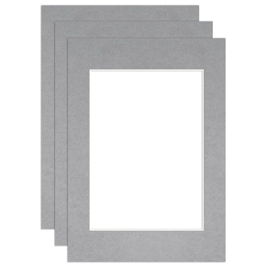 Procut Global A5 Silver Picture Mounts to Fit A6 Aperture - Precision Cut Cardboard Photo Mount - Ideal for Frames, Prints, Artwork & Certificates - Sizes & Colours Available - 3 Pack โ image 1