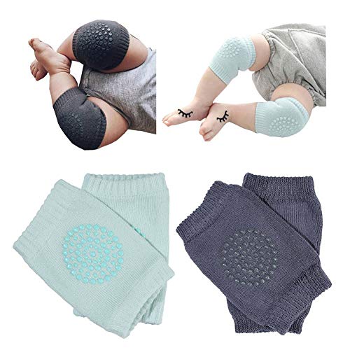 2 Pairs Baby Knee Pads for Crawling - Adjustable Breathable Safety Protector, Elastic Anti-Slip Knee Elbow Pads for Babies, Toddlers, Infants, Boys, Girls, Kids, Unisex (B)