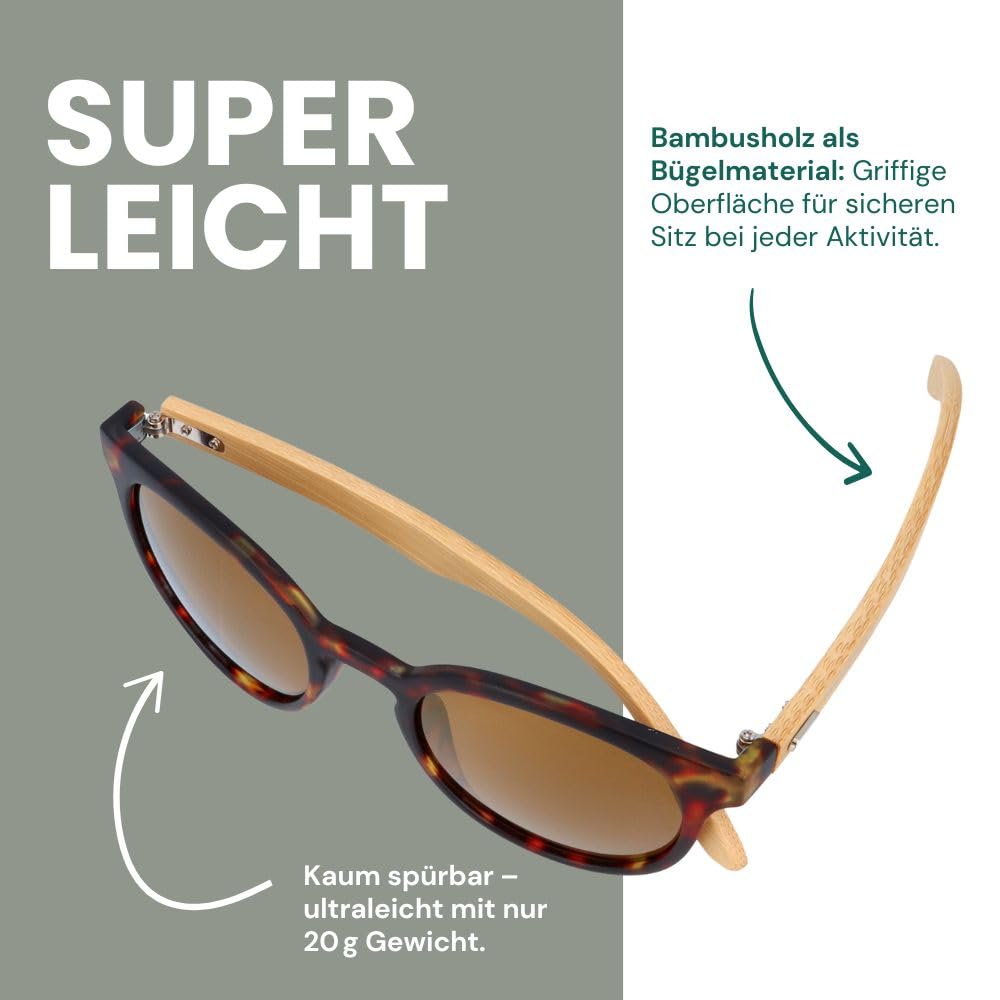 Gamswild WM1228 Sonnenbrille Bambus Mode Brille Damen Herren | rot braun | pink braun | braun getigert