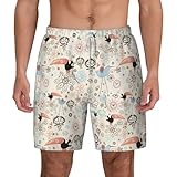 Xiso Ver Funniest Birds Print Men's Swim Trunks Compression Liner Quick Dry Shorts Bathing Suits with Pockets White