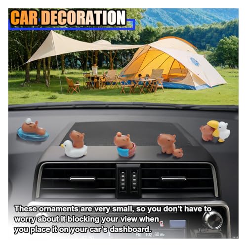 Image of smilfuy 6PCS Car Dashboard Mini Capybara Ornament, Mini Resin Animals Set, Cute Car Interior Decoration Accessories, Capybara Figurine Decor for Car Center Console, Room, Desktop (Capybara)