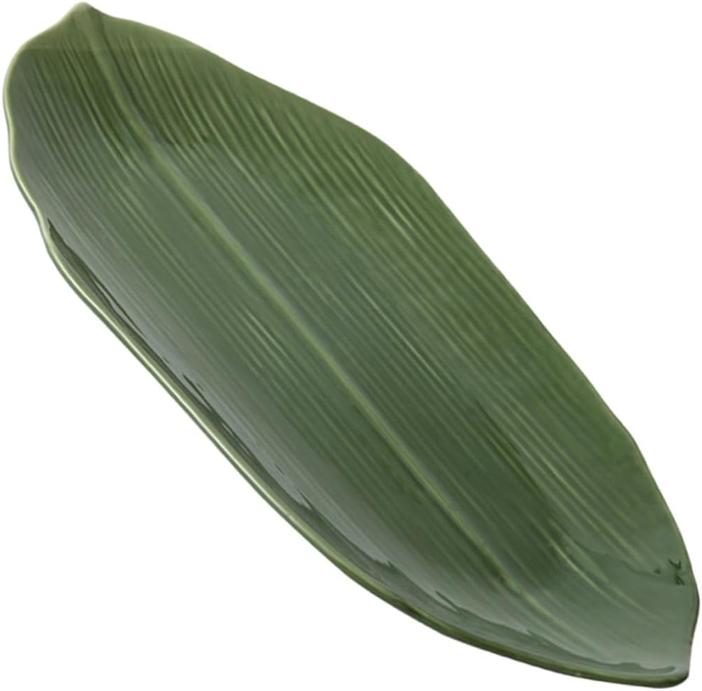 Ceramic Sushi Plate Leaf Shaped Japanese Style Tray for Restaurant Serving Appetizers Desserts and Snacks Lightweight Food Dish for Family and Business Use