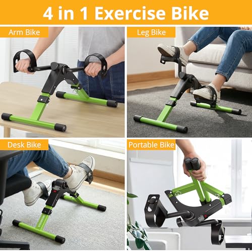 Image of Pedal Exerciser Desk Exercise Bike Leg and Arm Bike with LCD Monitor Foldable (black /green)