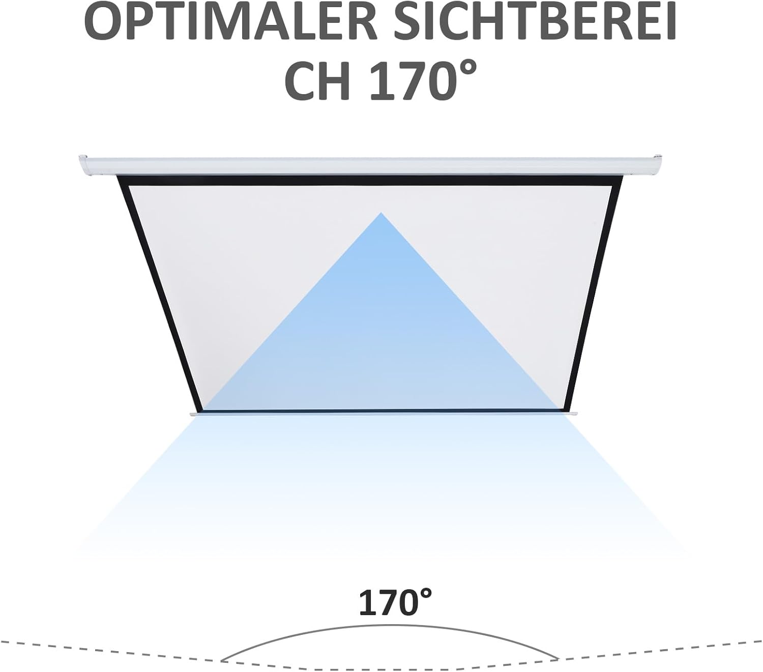 Close-up of the white wireless remote control with 'Up', 'Stop', and 'Down' buttons
