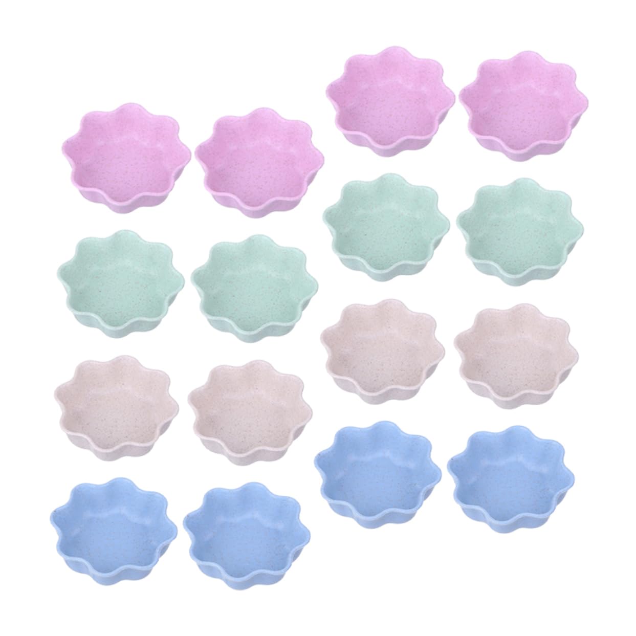 COLLBATH 16Pcs Flower Shape Seasoning Saucer Household Condiment Dishes for Dipping and Serving Sauces Appetizers and Snacks