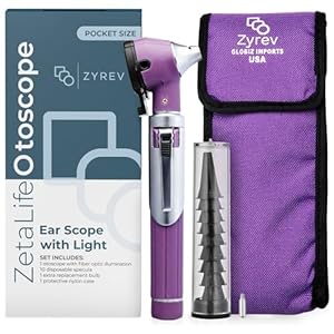 Zyrev ZetaLife Otoscope – Ear Scope with Light, Ear Infection Detector, Pocket Size (Purple Color)