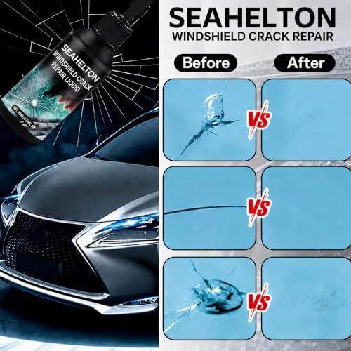 Image of SEAHELTON Car Windshield Crack Repair Kit, Glass Repair Liquid for Cracks for Fix Auto Windshield Glass Cracks, Car WindowGlass Repair Tool Set for Quick and Easy Auto Scratch Fix