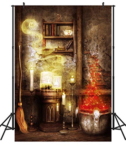 Duluda 5X7ft Halloween Deserted House Vinyl Photography Backdrop Witch Broom Photo Background Studio