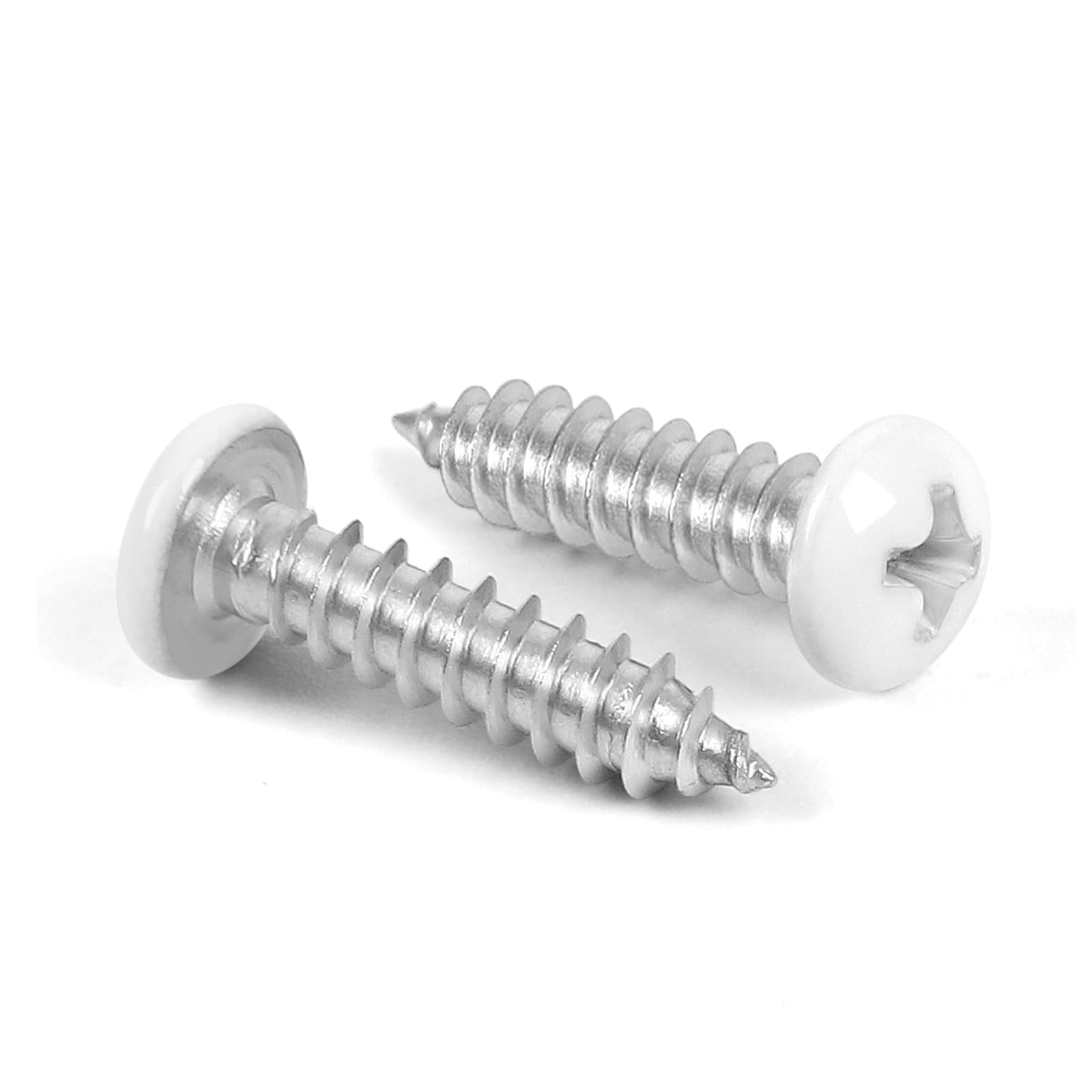 MewuDecor #10 x 5/8" Pan Head Wood Screws, Sheet Metal Screws Self Tapping Screws, Stainless Steel 18-8 (304), White Head, 100 PCS