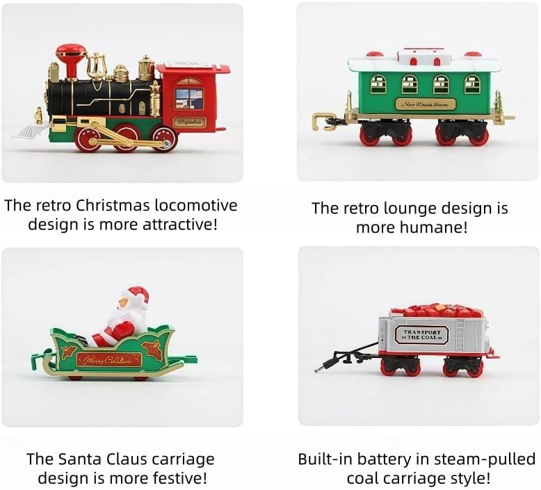 Miniatura 5 de Juego de tren colgante para árbol de Navidad, 2 en 1 con luces y música, modelo festivo de tren para debajo o alrededor del árbol de Navidad,