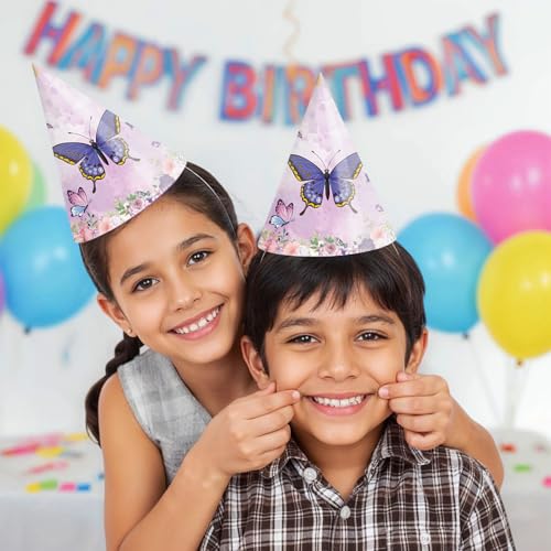 Image of Party Propz Butterfly Theme Birthday Caps For Kids-10 Pcs, Birthday Hats for Kids, Butterfly Theme Cap For Baby Boy, Butterflies Cap for Bday,HBD Caps for Kids (Cardstocks)