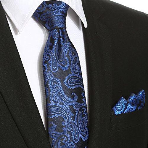 Image of KissTies Mens Paisley Tie And Pocket Square Necktie Sets
