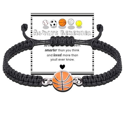 PARTNER Basketball Bracelets Gifts for Men Basketball Braided Bracelet for Women Basketball Jewelry Gifts for Friends Basketball Charm Bracelets for Sports Lover(Basketball-Black)