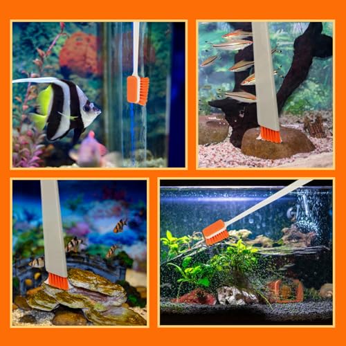 Image of 2PCS Fish Tank Cleaning and Feeder Kit, Fish Tank Cleaner Brush and Coral Feeder Set, Turkey Baster for Aquarium, Algae Scraper, Long Pipette for Aquarium Feeding Waste Remover