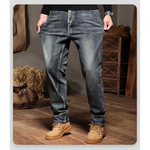 Straight Leg Stretch Denim Pants for Men 28-44 Mens Jeans Vintage Relaxed Fit Washed4