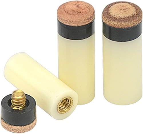 Miniatura 3 de XINGYHENG 60 unidades (30 juegos) 3 tipos de casquillos de billar blanco apagado con puntas reemplazables de taco atornillables (0.512 in, 0.472 in,