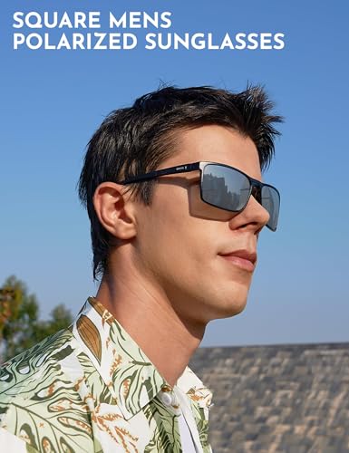Image of BIRCEN Polarized Anti-Glare Sunglasses for Men: Lightweight Metal Wrap around Sun Glasses UV Protection for Driving Fishing