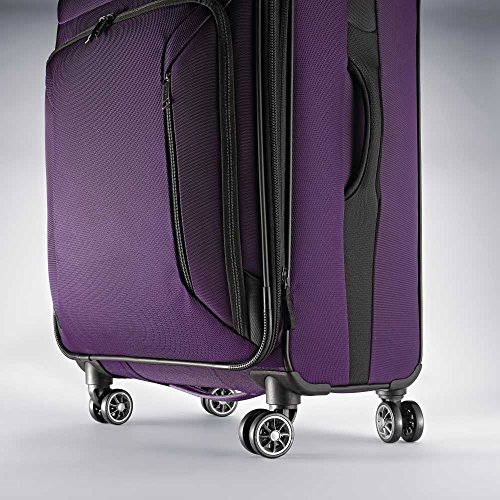 American Tourister Zoom Softside Luggage With Spinner Wheels, Purple, Checked-Medium 25-Inch #TOP4