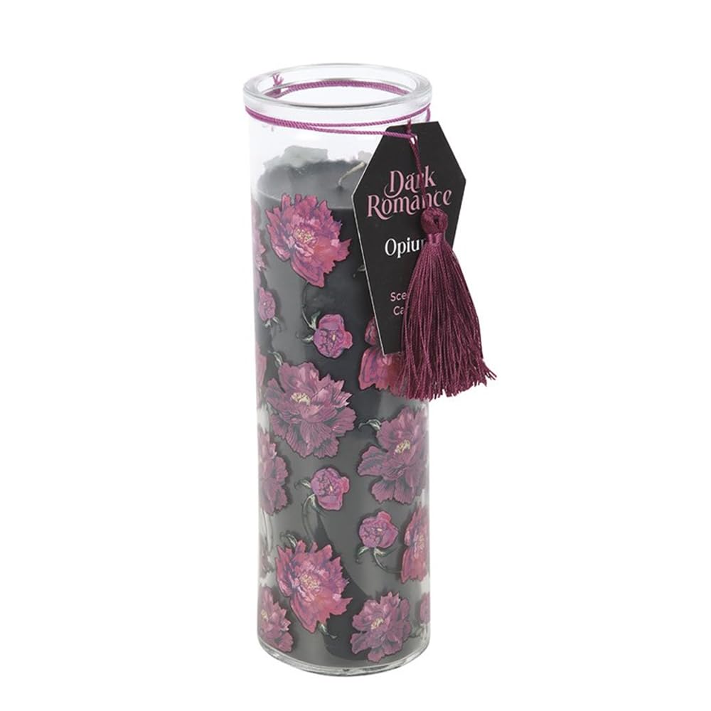 Dark Romance Opium Scented Tube Candle | Tall Gothic Design with 55-Hour Burn | Paraffin Wax, Rich Opium Fragrance | Long-Burning Candle for Dark Interiors