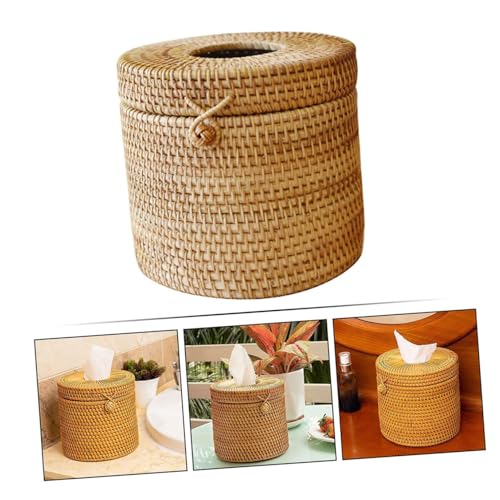 Boîte à mouchoirs tissée marron SOIMISS en matériau synthétique design simple