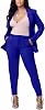 Womens Casual 2 Piece Outfits Long Sleeve Lapel Collar Open Front Jacket Top and Pants Suit Set Tracksuit Blue XL