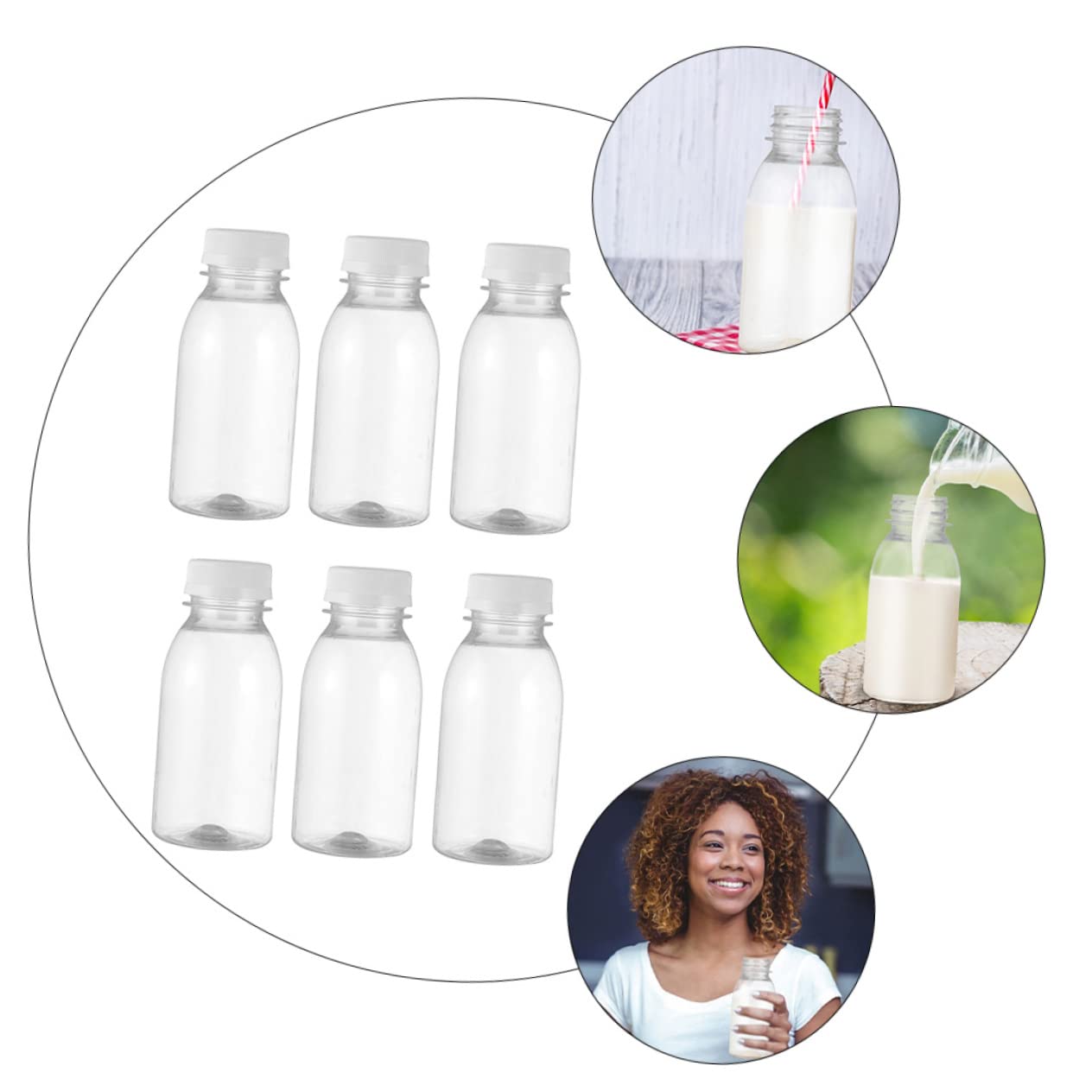 NULYLU Strong Sturdy Plastic Milk Jugs 350ml Small Bottles for Beverage Storage