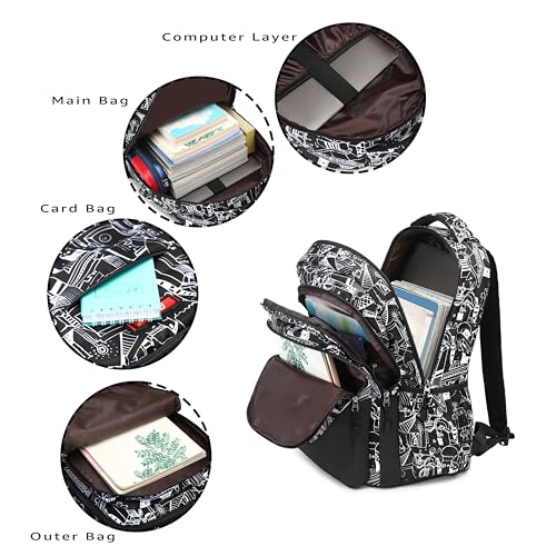 Image of Asge Large Nylon Backpacks for Boys & Girls, Waterproof Satchel with Print, School Bags for 8-16 Years