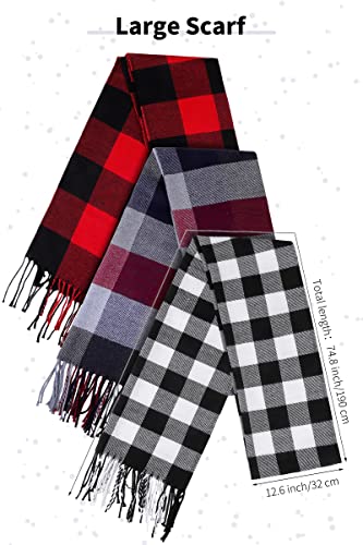 Apoway 3 Pieces Winter Scarf Warm Plaid Large Scarf Lattice Long Shawls and Wraps for Women and Men2